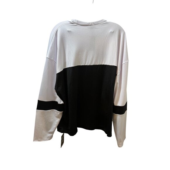 BoohooMAN White & Black Long Sleeve Graphic Mesh Oversized Shirt - Size M - Picture 8 of 8